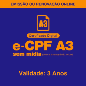 Certificado Digital e-CPF A3 - 3 Anos + Certifica Plus + Token